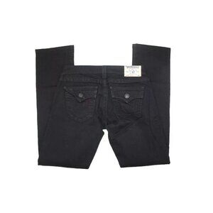True Religion Jeans Women’s 27 Straight Black Noir Stretch Denim Flap Pocket